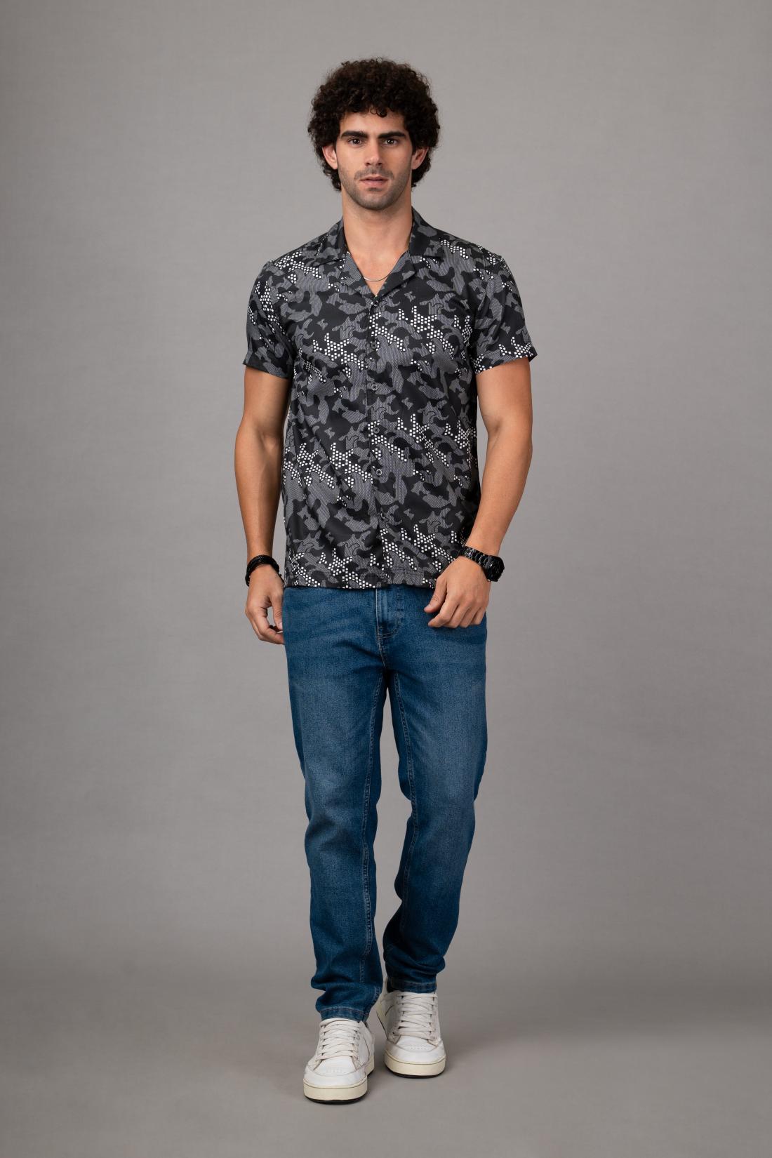 Men’s Semi Formal Half Shirt - Black Colour