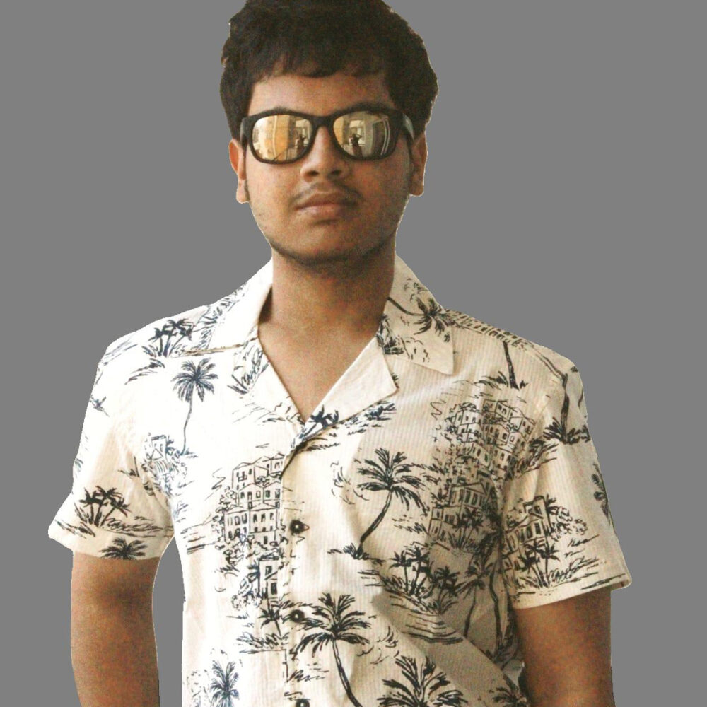 Men’s Semi Formal Half Shirt - White Scenery