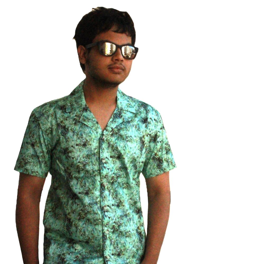 Men’s Semi Formal Half Shirt - Green Spiral