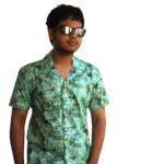 Men’s Semi Formal Half Shirt - Green Spiral