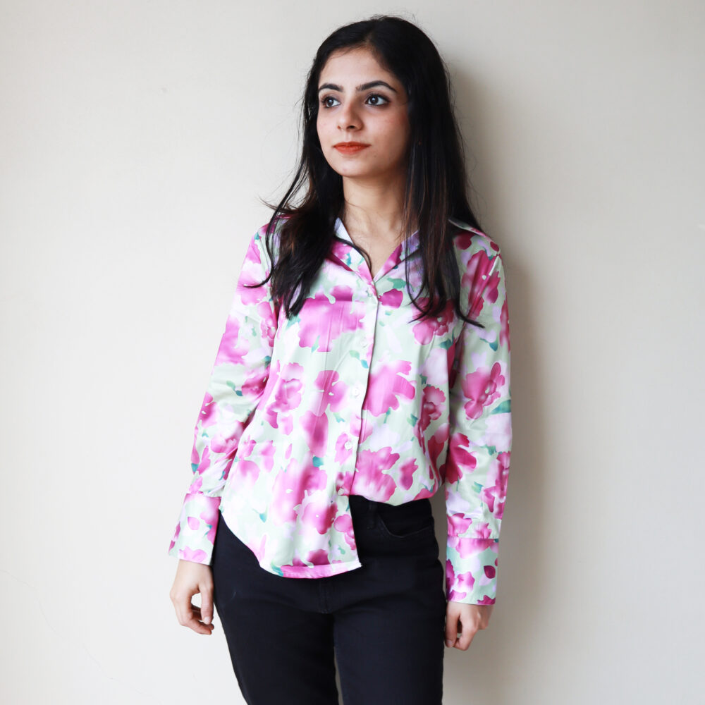 Whisper Pink Satin Shirt