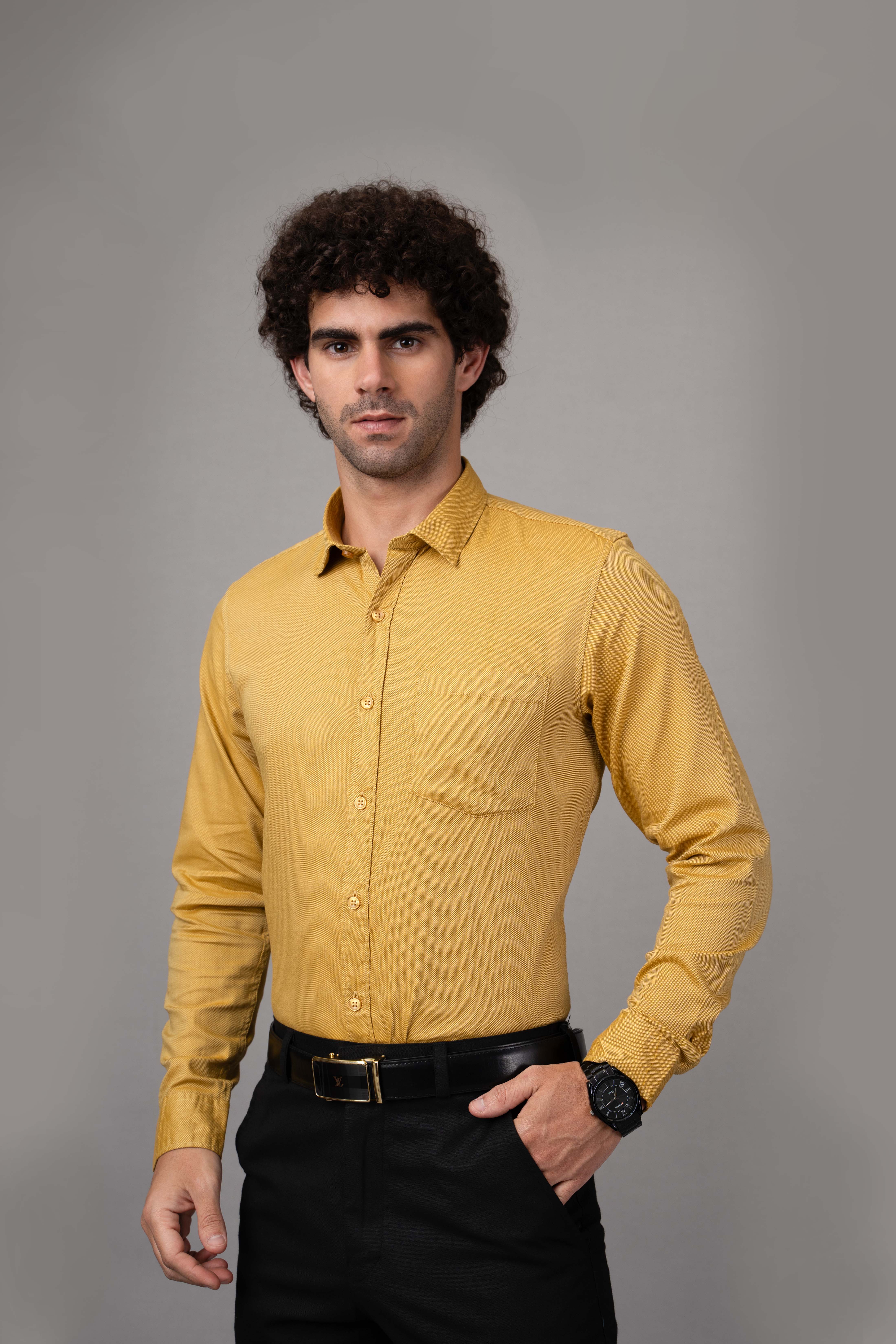 Men’s Formal Full Shirt - Mustard Yellow